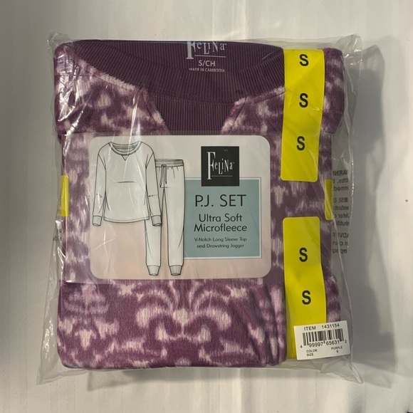 LAST TWO AVAILABLE! - New Women's 2 Piece PJ Set Purple Floral Print Size Small - Picture 4 of 12